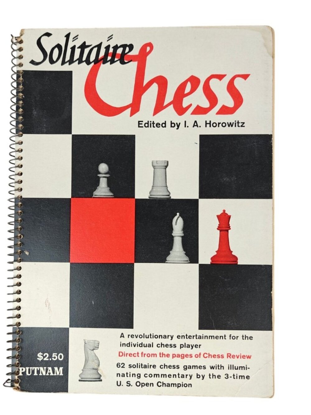 Solitaire Chess I.A. Horowitz 1962 Spiralbound Paperback Games & Chess Tactics
